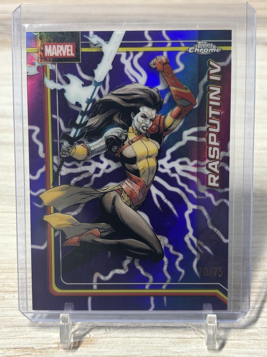 2026 Topps Chrome Marvel #94 Rasputin IV rifrattore viola lampo 23/75