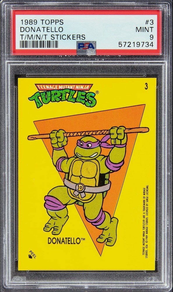 Adesivi Topps Teenage Mutant Ninja Turtles 1989 #3 Donatello PSA 9