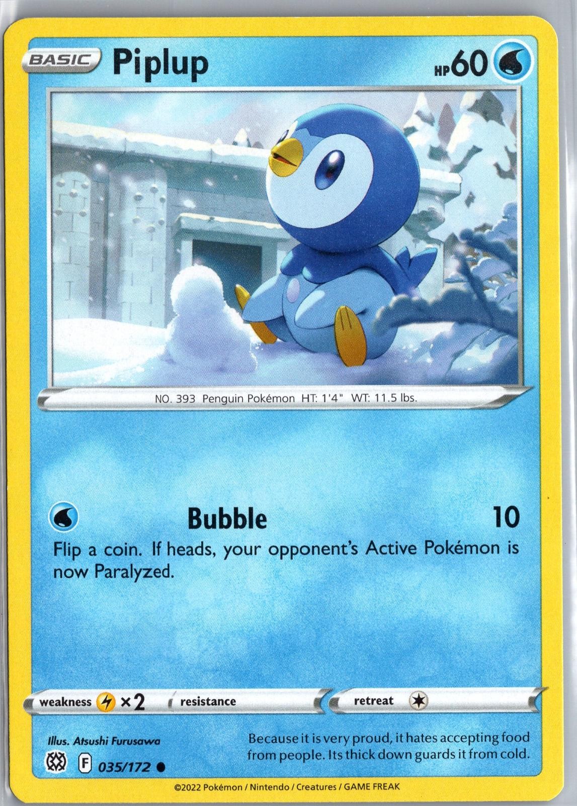 PIPLUP 035/172 STELLE BRILLANTI COMUNI POKEMON LEGGERMENTE GIOCATO