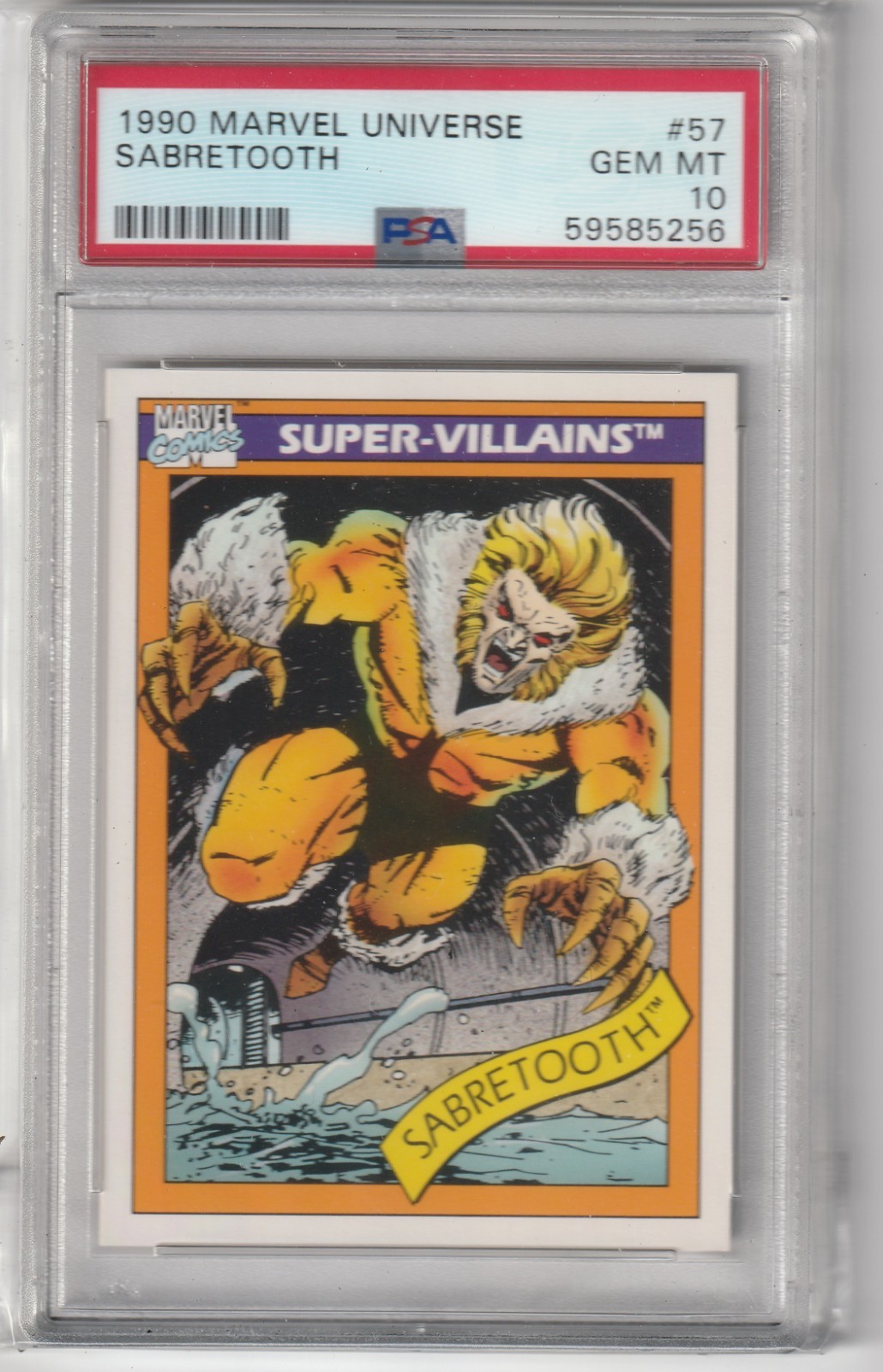 1990 MARVEL UNIVERSE #57 SABRETOOTH PSA 10