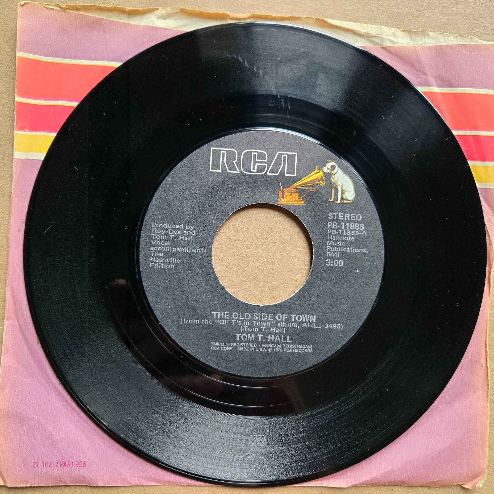 TOM T. HALL The Old Side Of Town/Jesus On The Radio COUNTRY 45 7" Record Vinyl