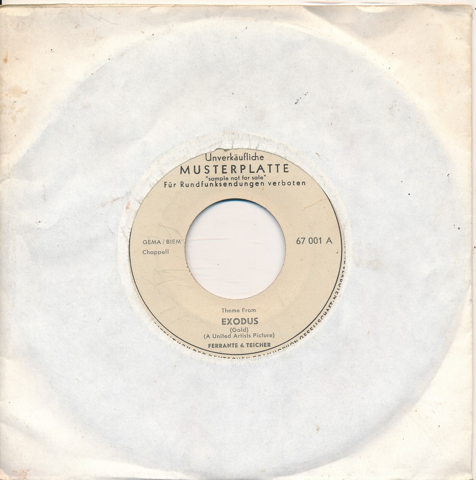 Exodus - Ferrante And Teicher - Soundtrack Muster - LC Single 7" Vinyl 261/07