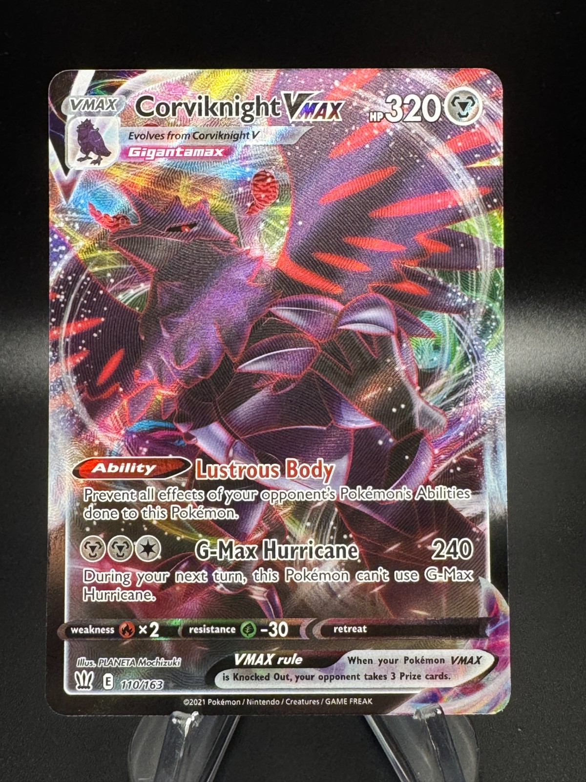 Pokemon Scudo Spada Stili di Battaglia CORVIKNIGHT VMAX Ultra Rara #110/163 1