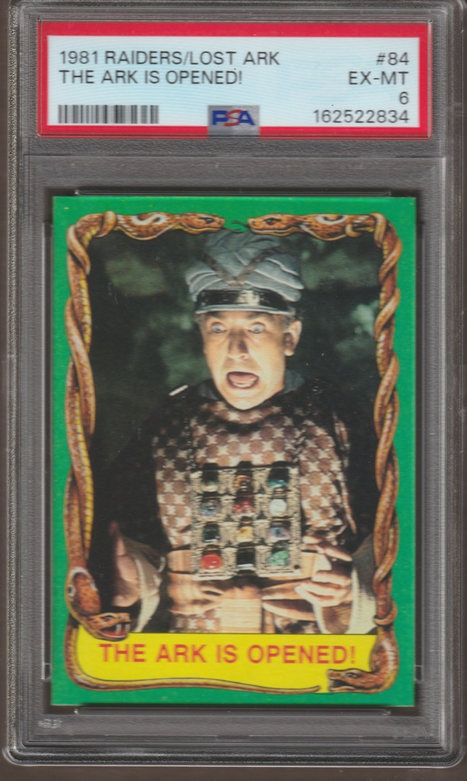 1981 RAIDERS 0F THE LOST ARK TRADING CARD #84 - PSA 6 - THE ARK IS OPENED!