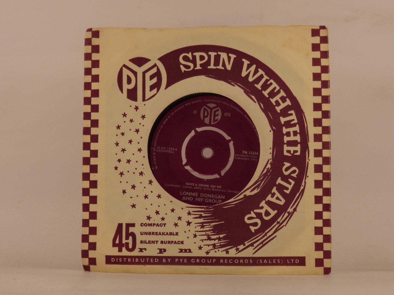 LONNIE DONEGAN HAVE A DRINK ON ME/SEVEN DAFFODILS (128) 2 Track 7" Single plus C