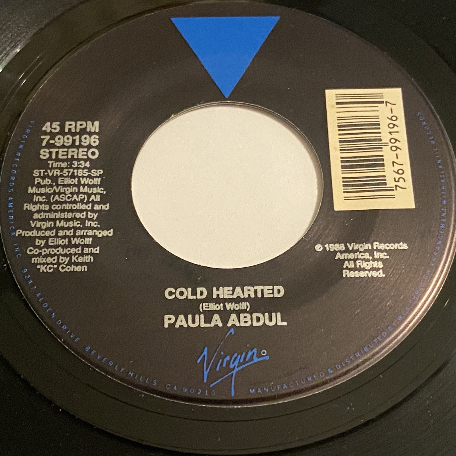Paula Abdul: Cold Hearted / One Or The Other 45 - Virgin