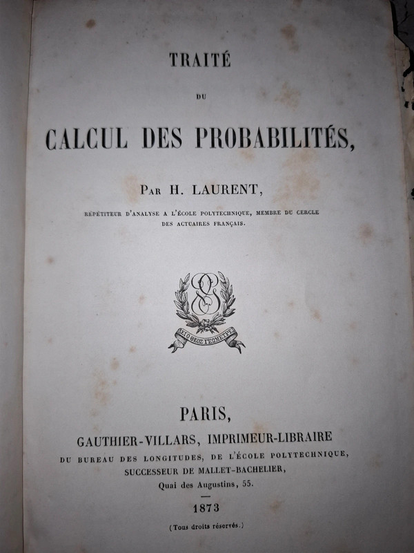[Livre Ancien] Traité du calcul des probabilités - H. Laurent (1873) - Édition Originale