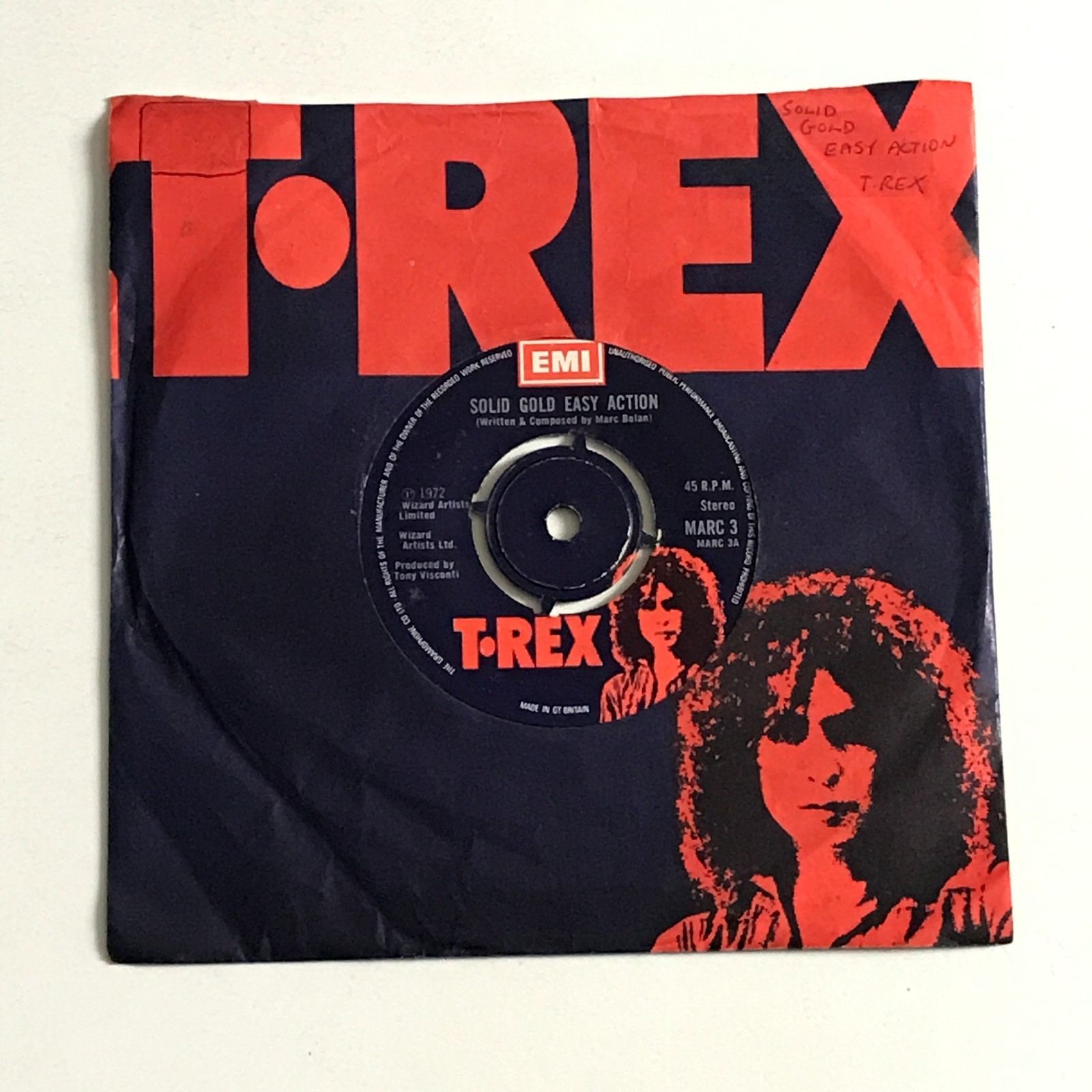 T. Rex - Solid Gold Easy Action 7" Vinyl Record A2/B1 - MARC 3 VG+