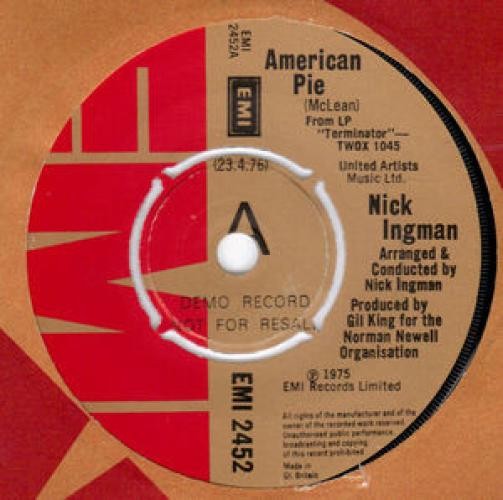 Nick Ingman - American Pie / Brass Knuckles / Terminator (7", Single, Promo) (Ve