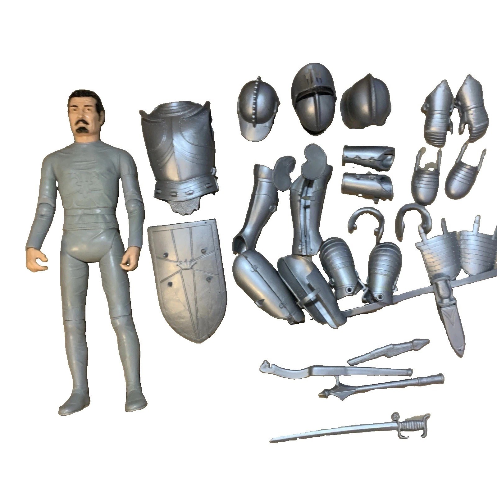 Action figure vintage 1968 Louise Marc Sir Stuart Silver Knight la maggior parte degli accessori