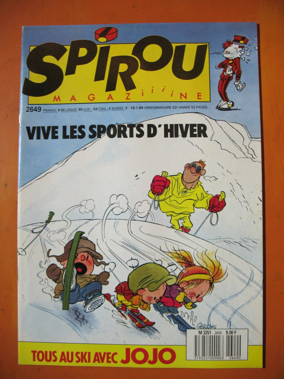 SPIROU Magazine N° 2649 du 18/01/1989- Tous au ski avec Jojo