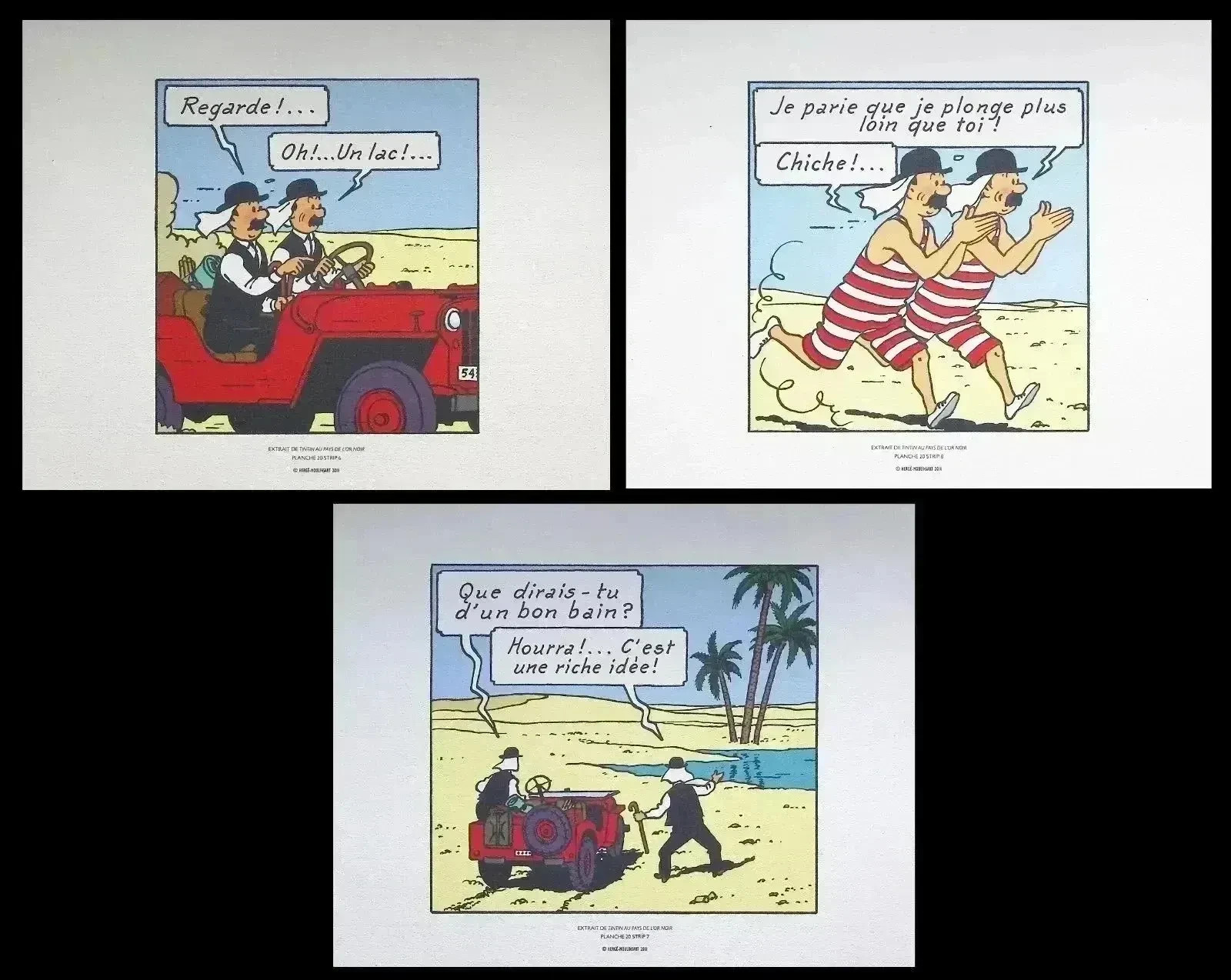HERGÉ : TINTIN au pays de l'or noir, 3 Lithographies Ex Libris, 2010