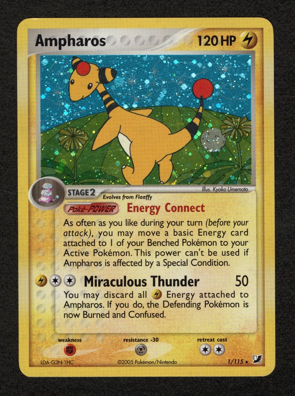 Carta Pokémon Ampharos 1/115 Holo Forze Invisibili 2005 quasi come nuova HQ TCG