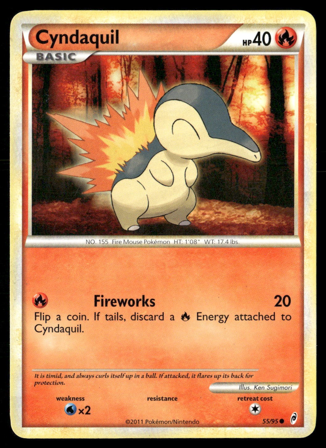 Cyndaquil 55/95 Richiamo delle Leggende Comune Pokemon Giocato Leggermente