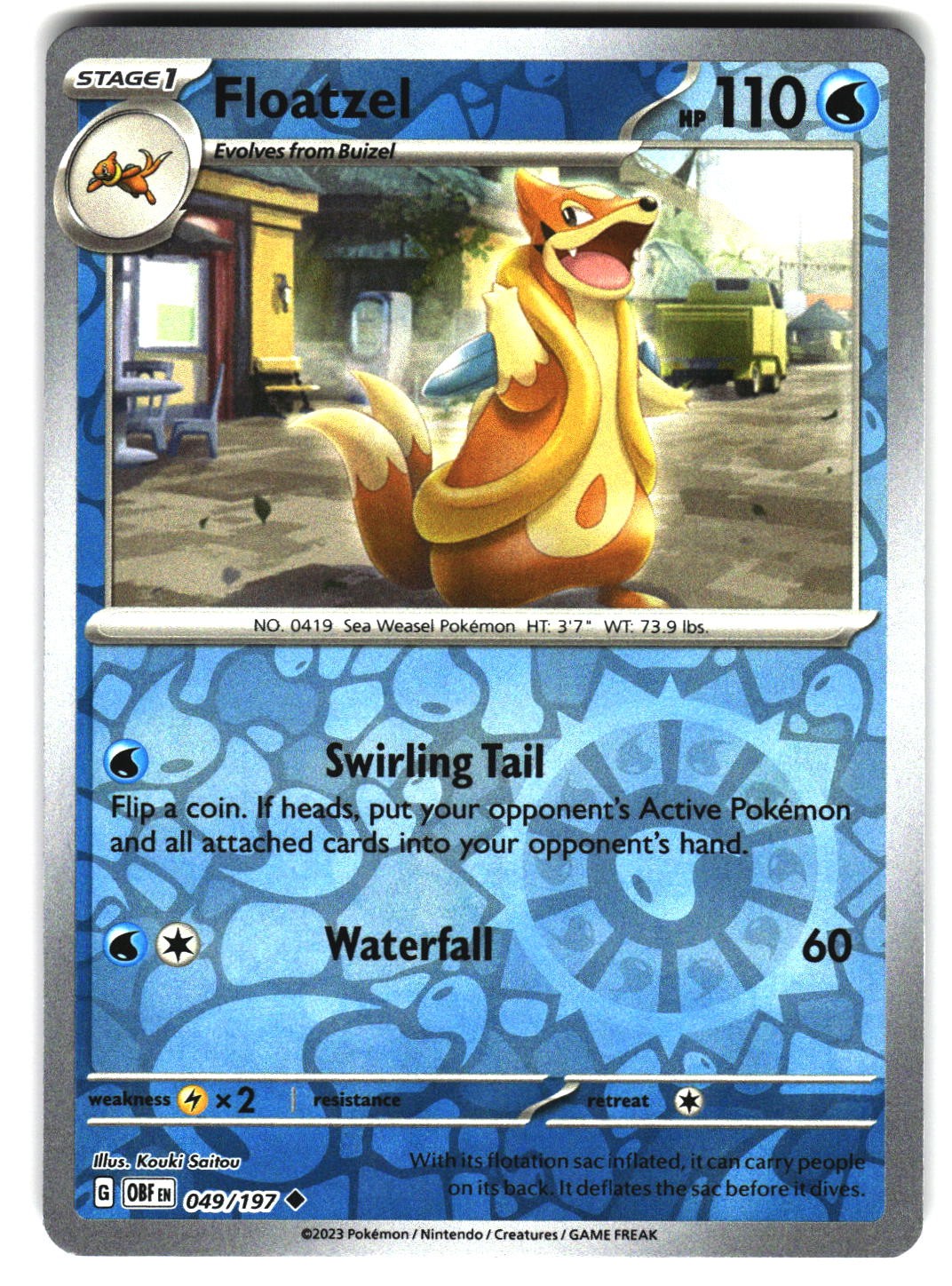 Floatzel 049/197 Pokemon SV03: Ossidiana Fiamme Reverse Holo Non Comune LP/NM