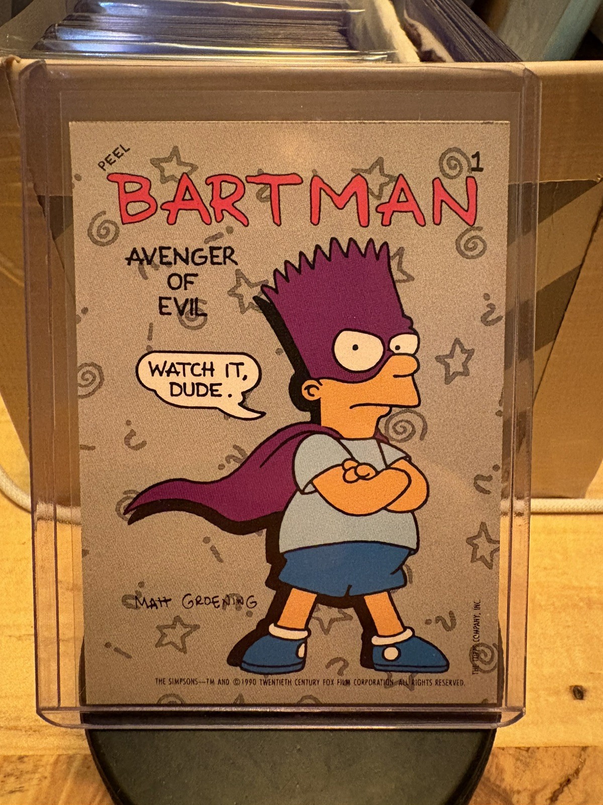 Adesivo Bartman 1990 Topps I Simpson #1 Avenger of Evil Bart Simpson Stickers