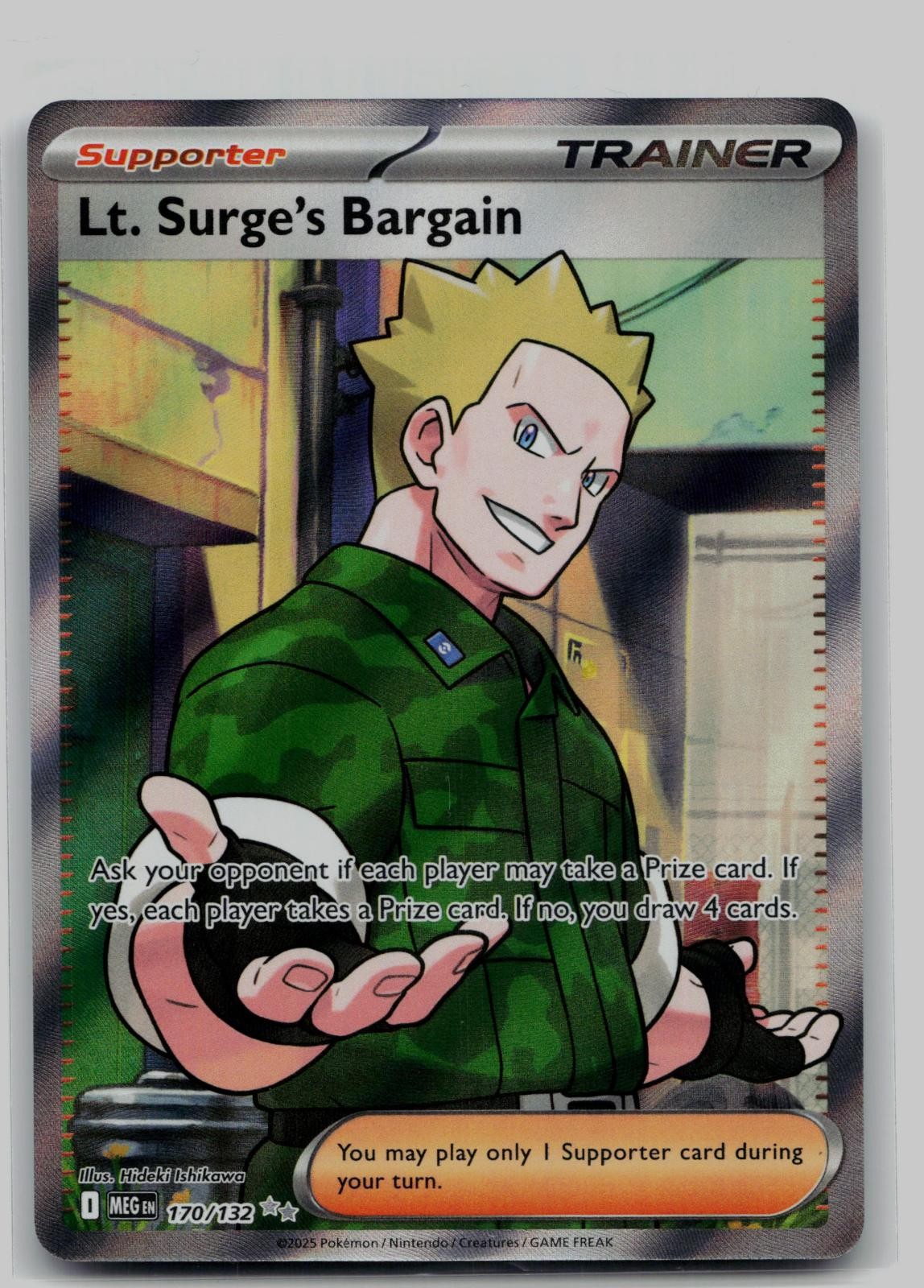 Lt. Surge's Bargain 170/132 Ultra Rare Mega Evolution Pokemon Holo Near Mint