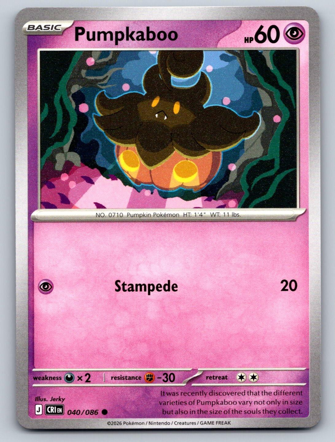 Pokemon Pumpkaboo 040/086 Common Chaos Rising quasi nuovo