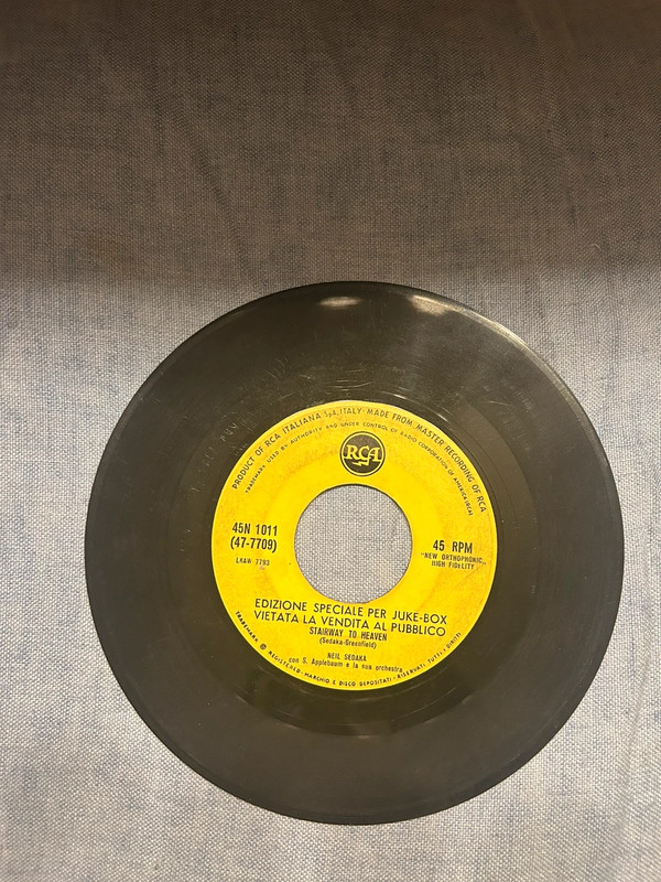 Vinile 45 Giri Neil Sedaka – Stairway To Heaven (Edizione Speciale Juke-Box RCA)