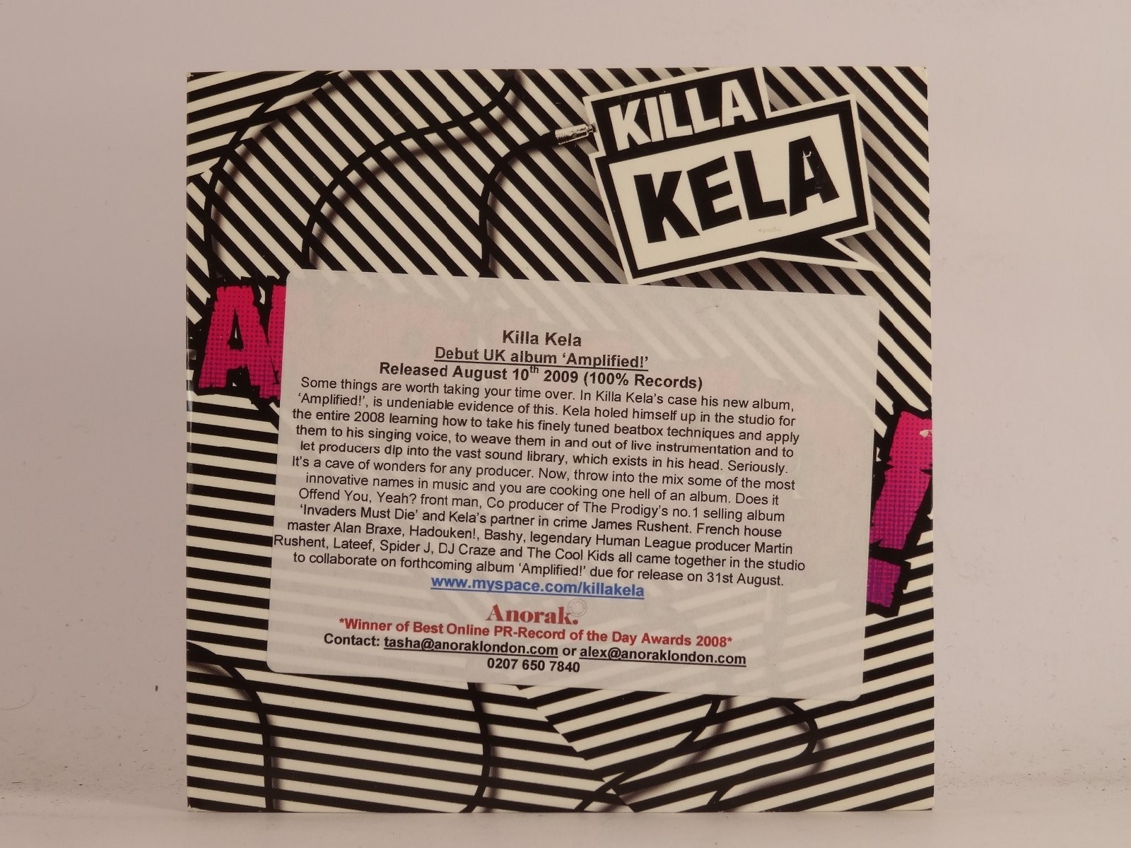 KILLA KELA AMPLIFIED (564) 11 Track Promo CD Album including Card Sleeve 