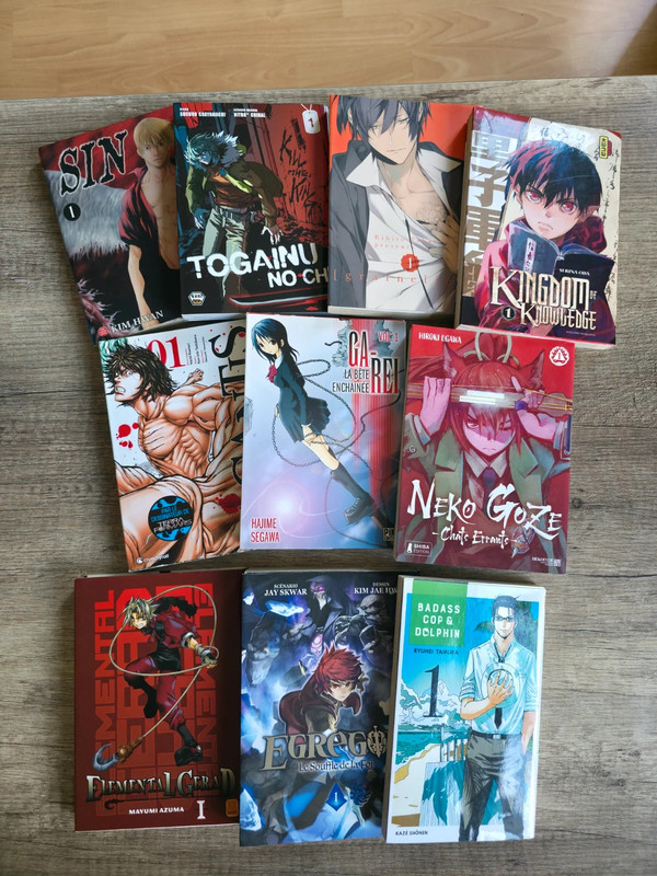 Lot de 10 Mangas Tome 1 Sin, Neko Goze, Egregor, Ga-rei,Togainu No chi