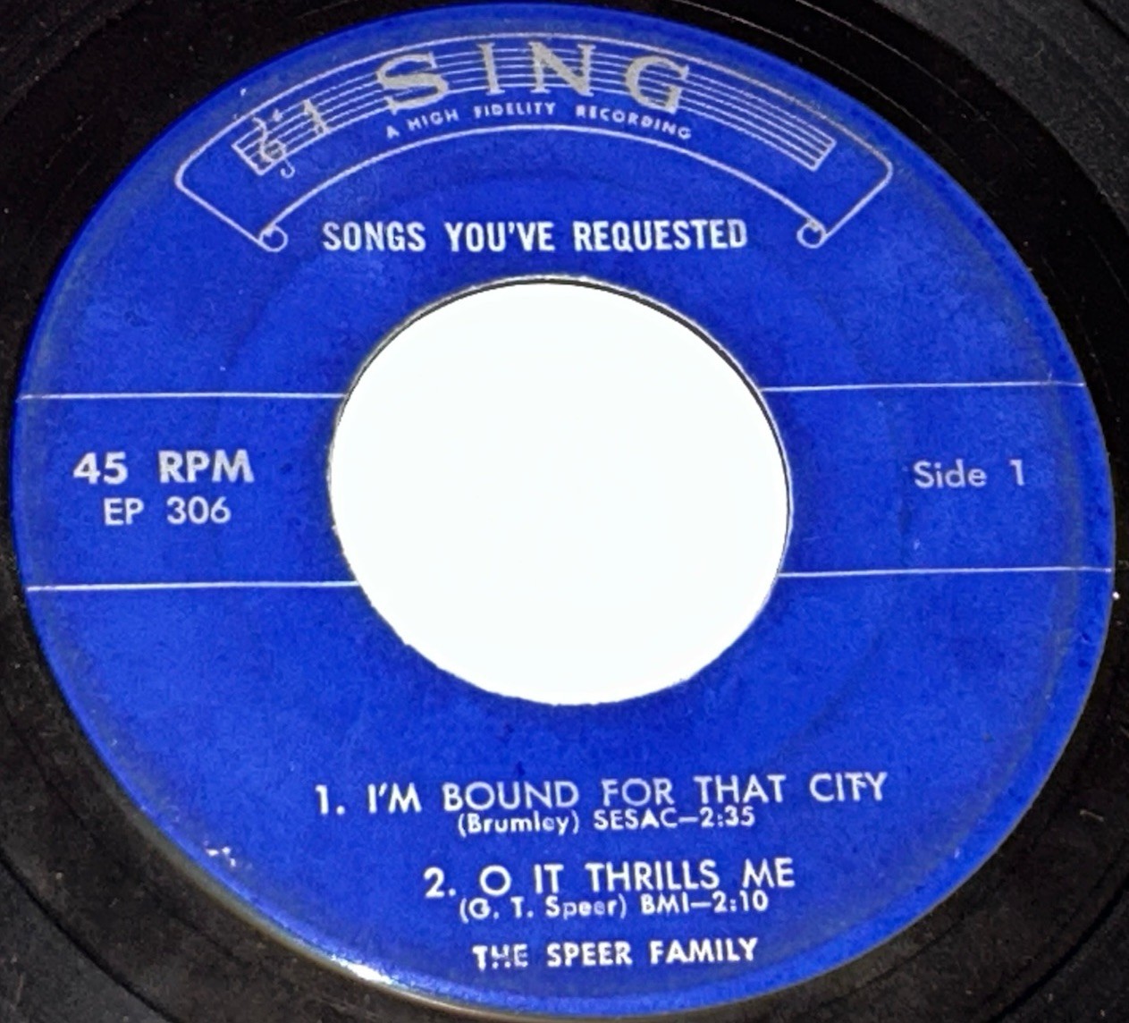 The Speer Family: 4 Track EP, Sing 45 RPM 23X7