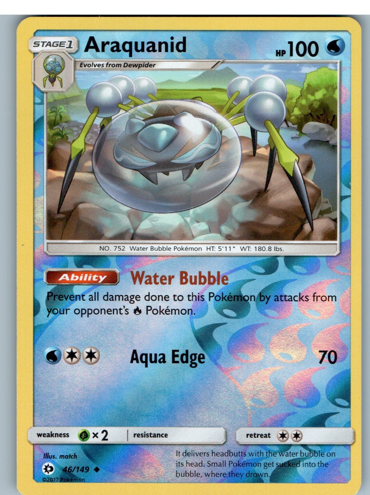Araquanid 46/149 Non Comune SM Set Base Pokemon Reverse Holo Leggermente Giocato