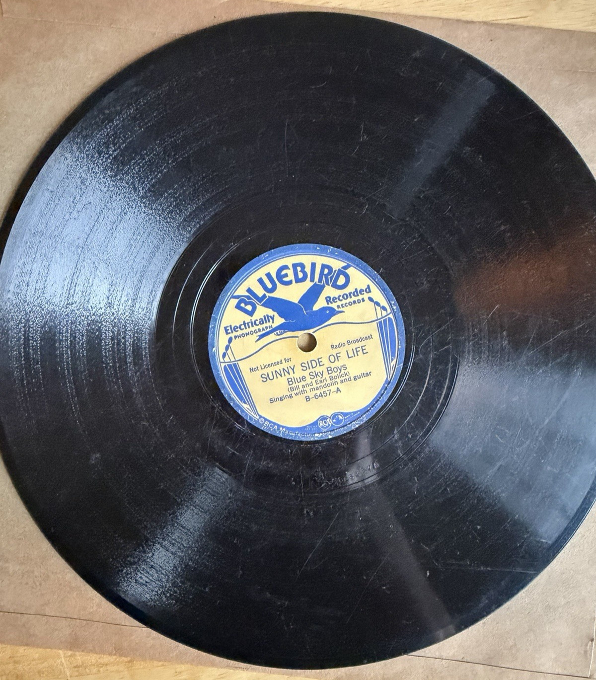 Blue Sky Boys Bluebird B-6457 78 RPM Sunny Side of Life 1936 Country