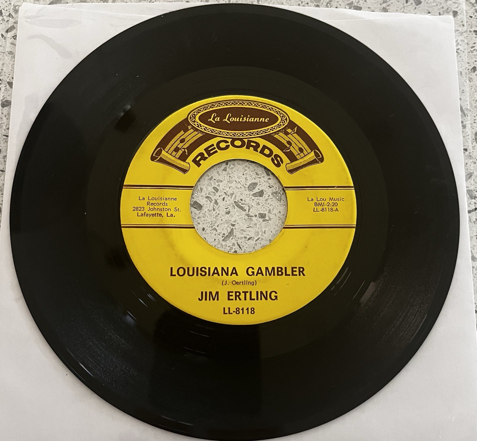 Rare Rockabilly 45 JIM ERTLING “ Louisiana Gambler “ La Louisianne 8118 EX.