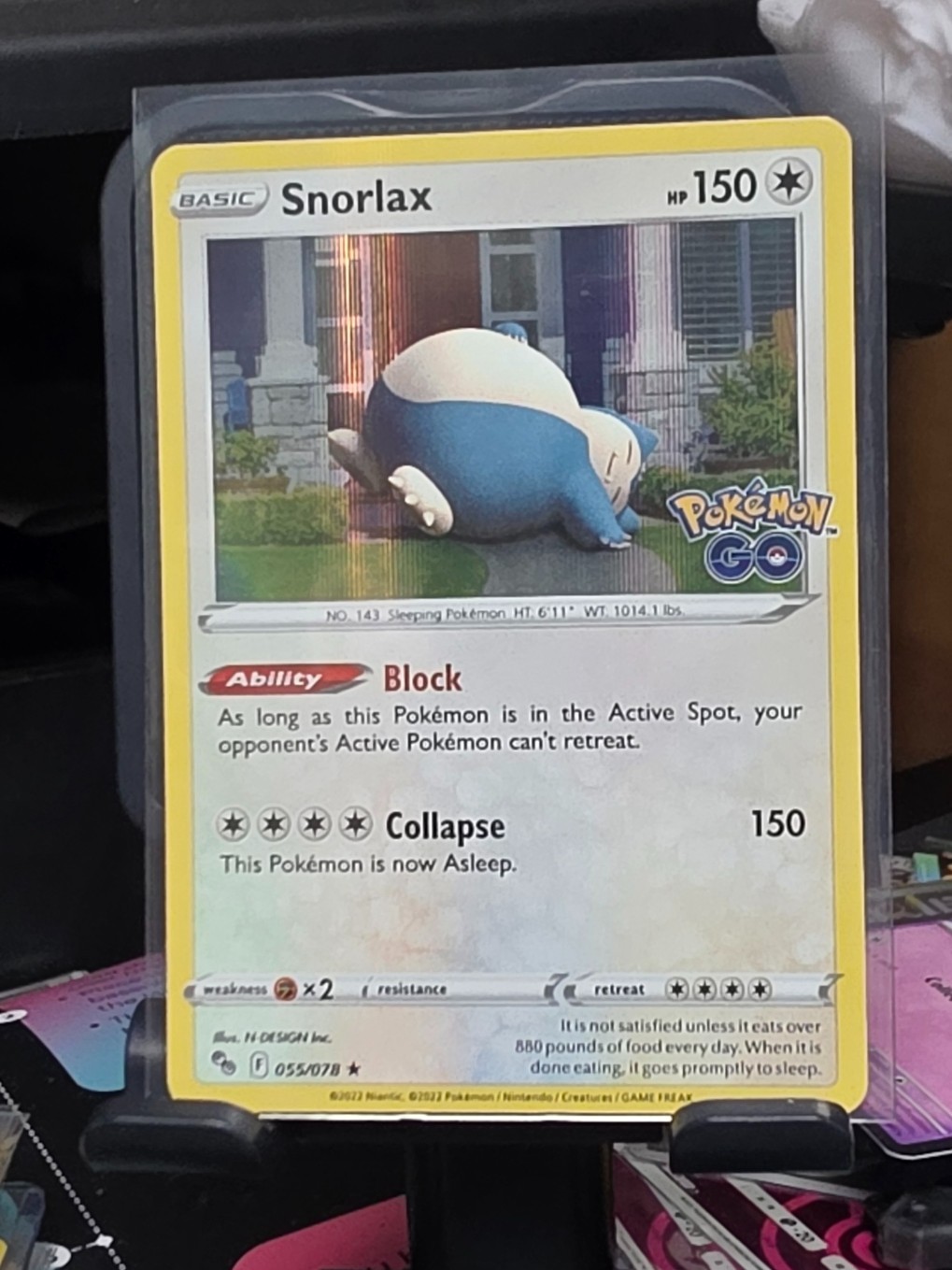 Holo Snorlax 055/078 Pokemon raro GO quasi nuovo