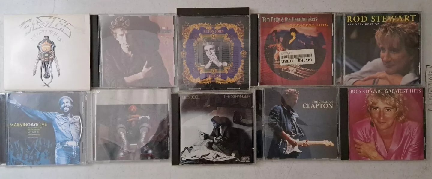Lot Of 10 70s Rock CDs Eagles-Elton John-Marvin Gaye-Rod Stewart...675A