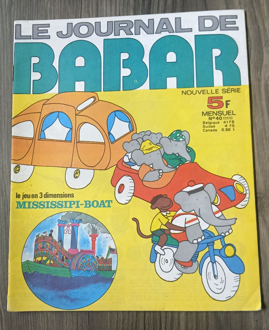 le journal de BABAR n° 40 supplément MISSISSIPI BOAT en D 1978 Bégonia Potiron