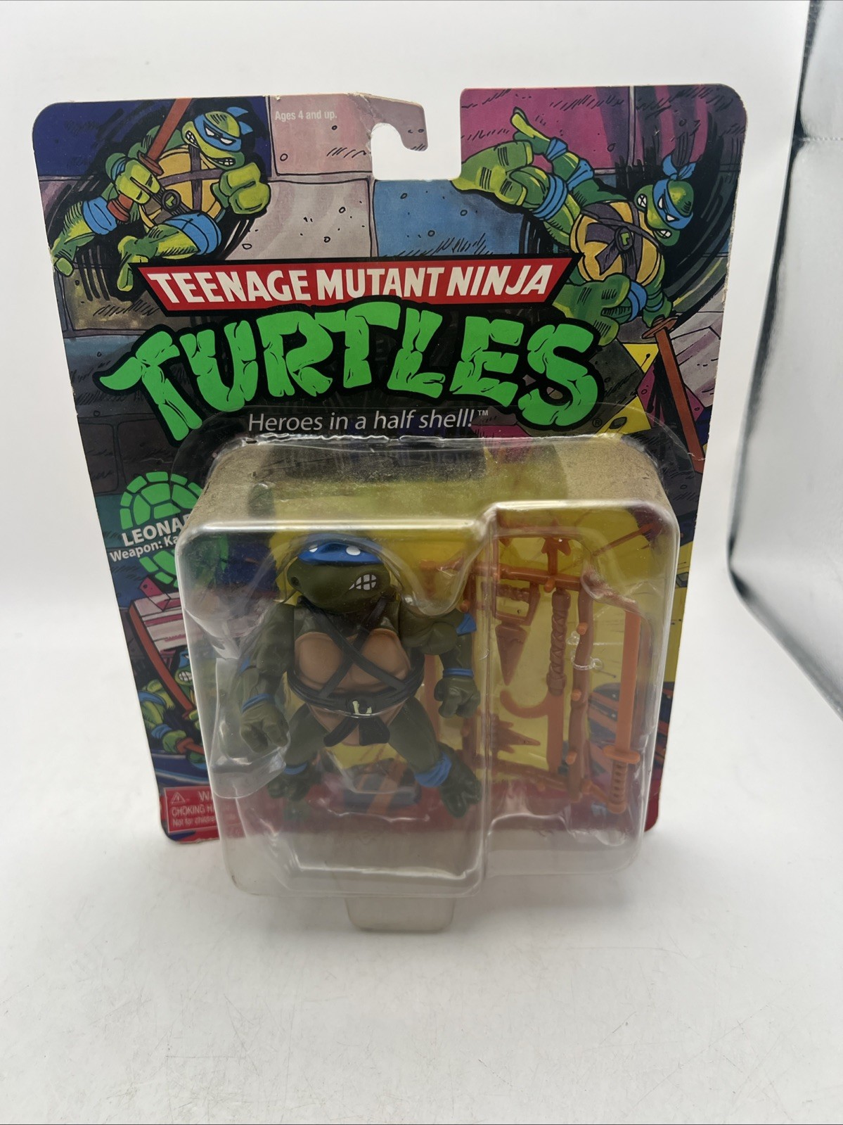 Vintage 1988 TMNT Leonardo Action Figure MOC 10 Retro Sigillato Playmates Stock...