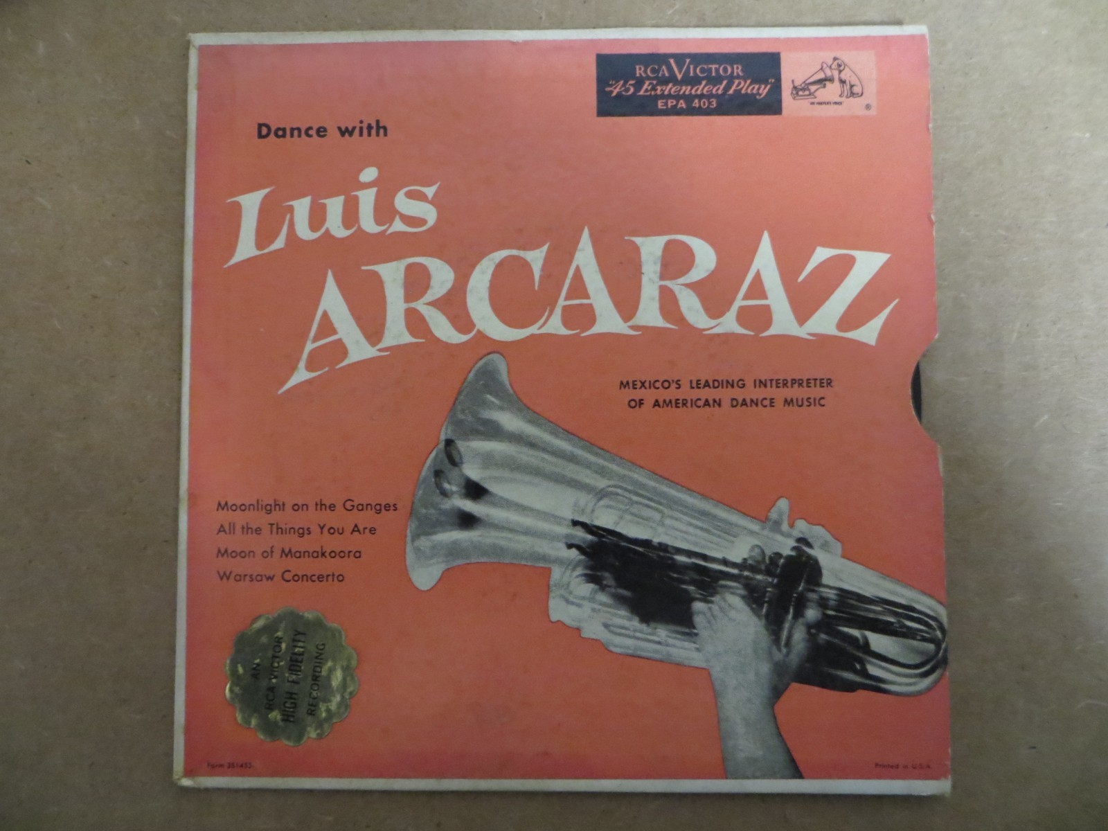 Luis Aracaraz & Orchestra – Warsaw Concerto - 1952 - RCA Victor EPA-403 7" EP VG