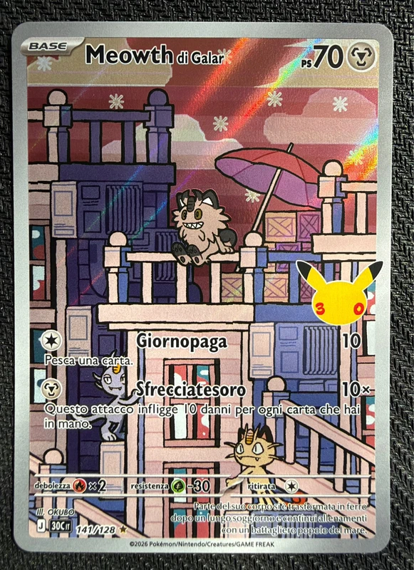 Carta Pokémon “Meowt 30’ Anniversario” 141/128 ITA
