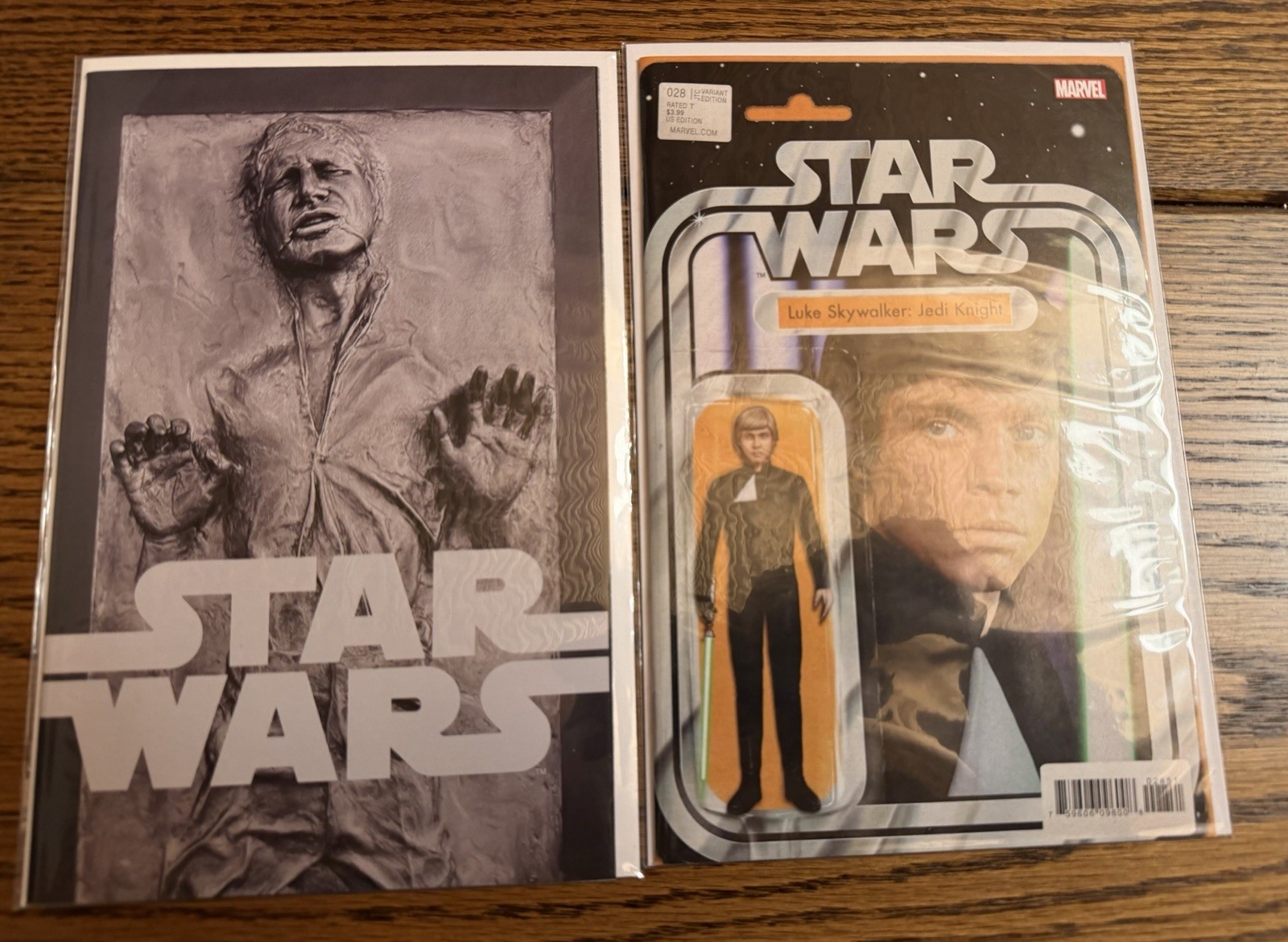 STAR WARS 45 JTC Han Solo variante negativa carbonite quasi nuovo + più variante Luke Fig