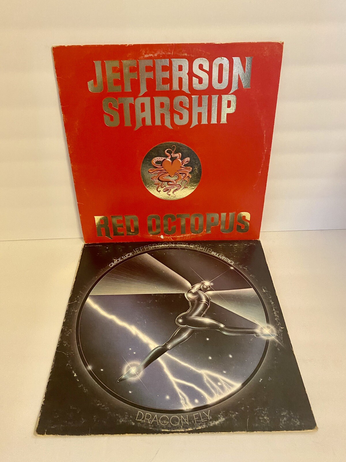 Jefferson Starship Lot Of 2 Red Octopus &  Dragon Fly Grunt Vinyl Lp Record