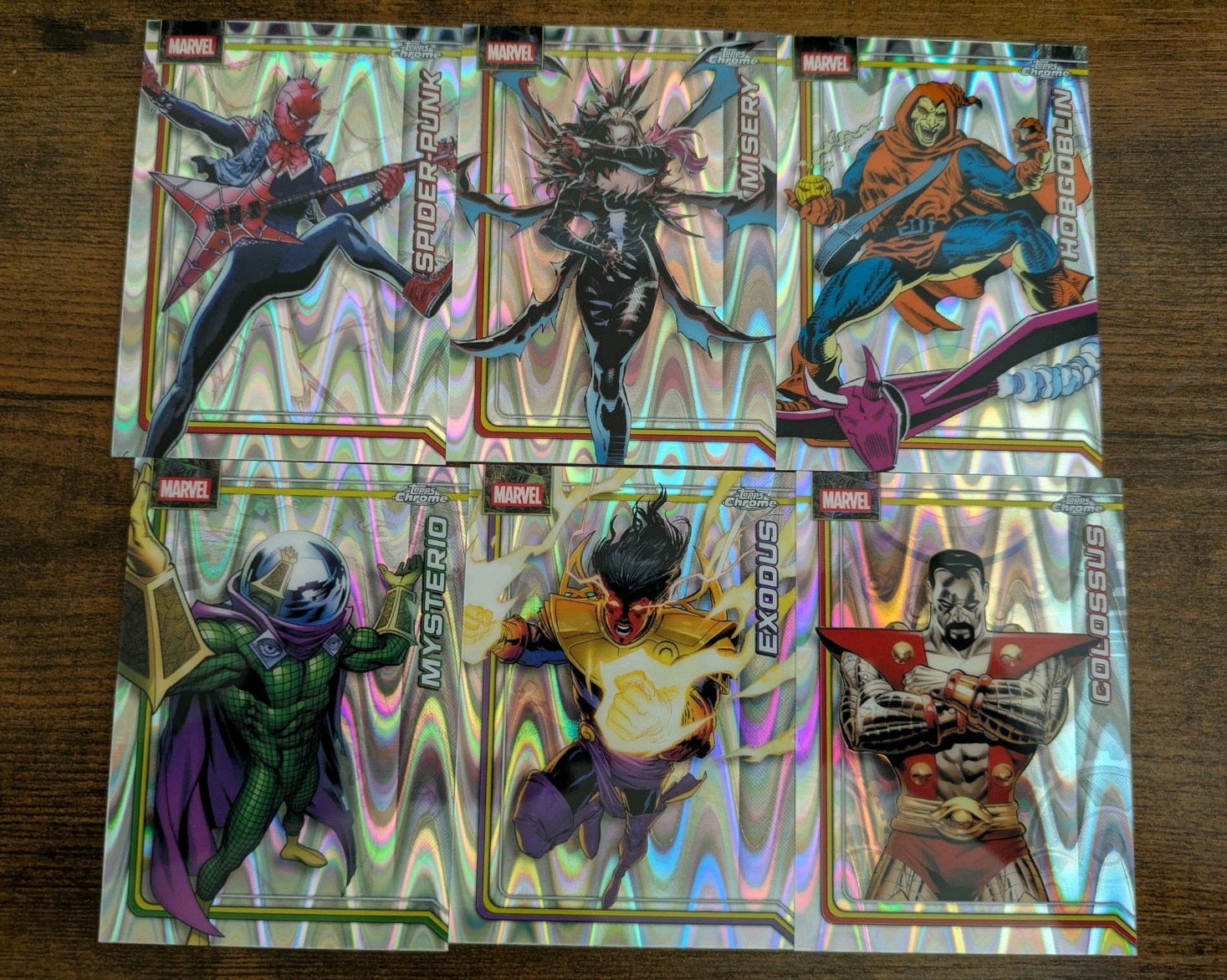 Lotto - 6 Rifrattori Raywave Cromati Topps Marvel Comics 2026 Spiderpunk