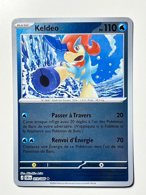 Carte Pokémon Keldeo 110pv 019/086 reverse