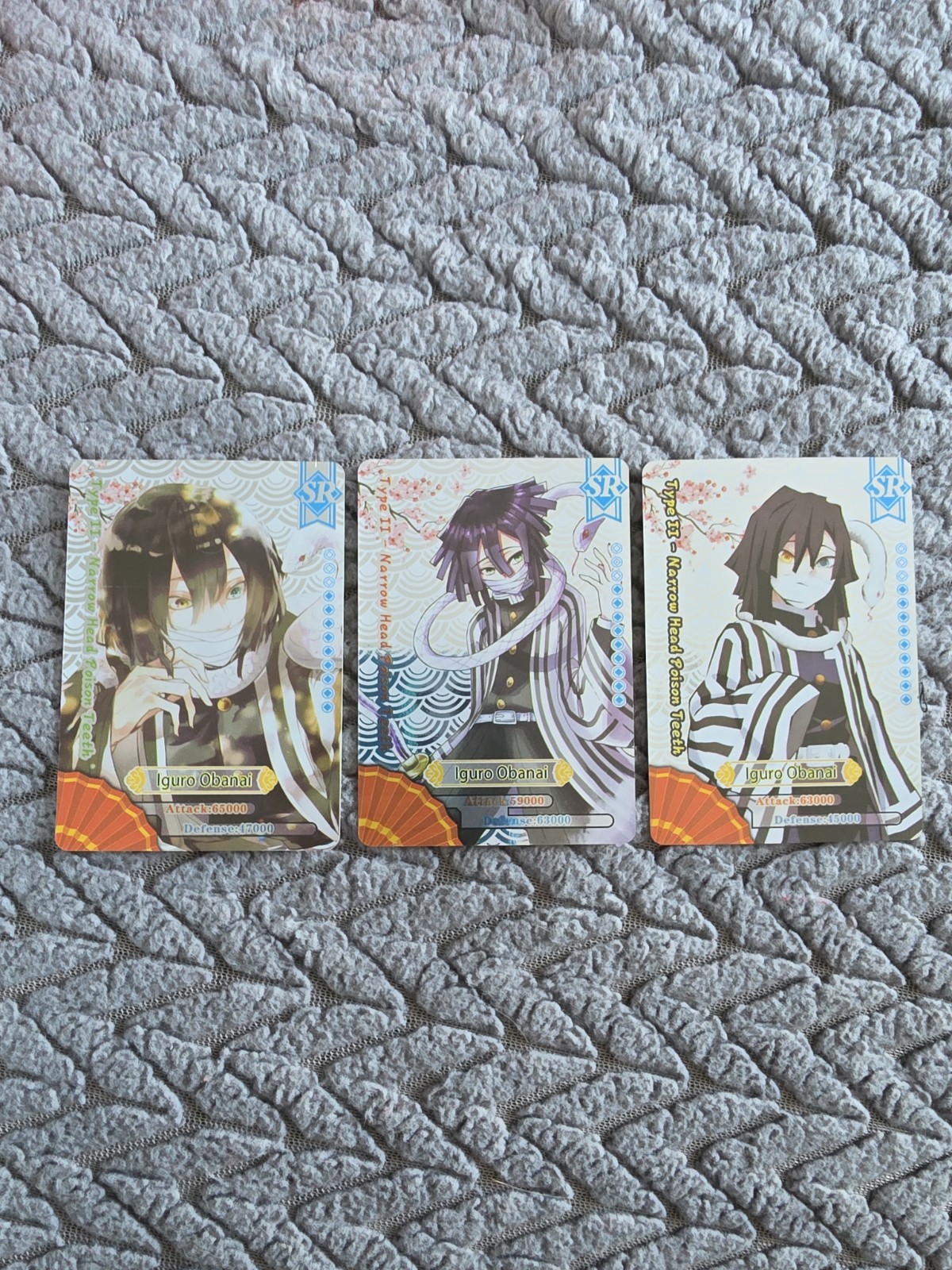 X3 Demon Slayer SR Iguro Obanai carta collezionabile non sportiva treno Mugen Kimetsu X3