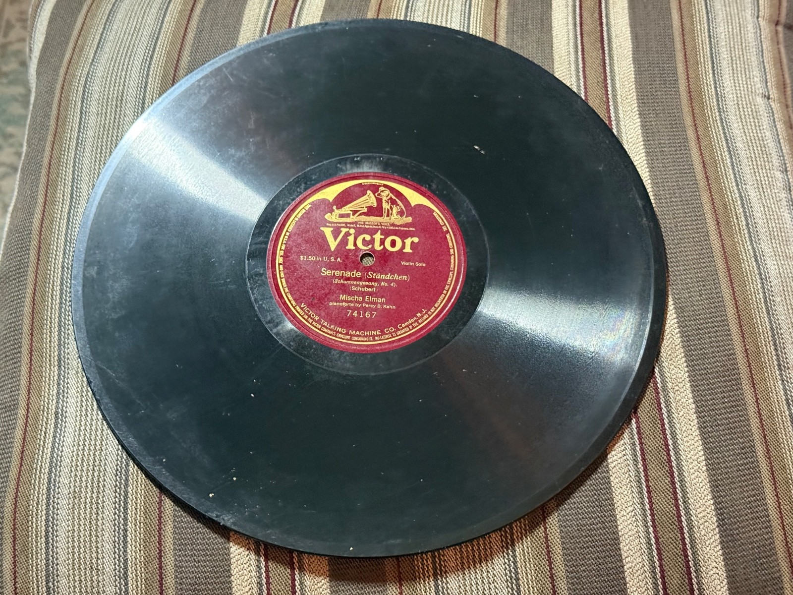 VICTOR 12" Record 78 Rpm 74167 Mischa Elman SERENADE (SCHUBERT)