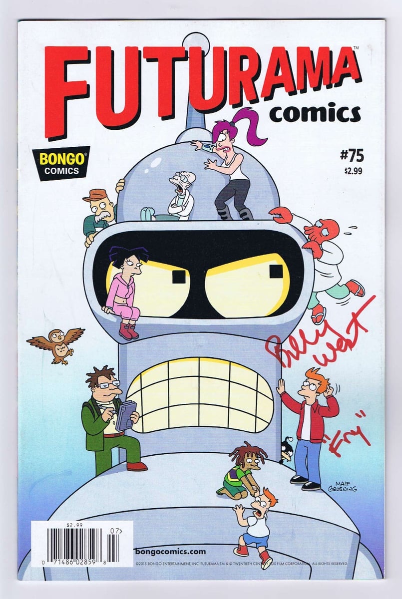 Futurama #75 Edicola Variante VF Firmato con COA Billy West 2015 Bongo Comics