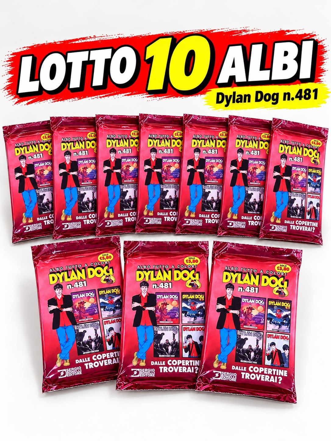 Dylan Dog 481 – Lotto 10 Albi  Cover Cestaro – 40° Anniversario – Mai Letti.