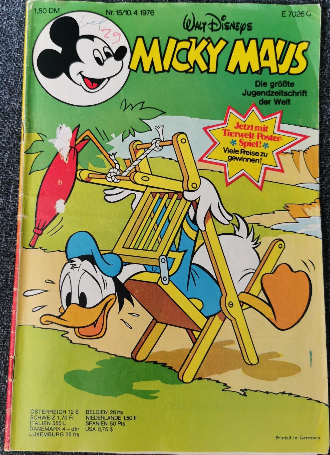 Topolino quaderno 15 - 10.4.1976 Walt Disney poster mondo animale