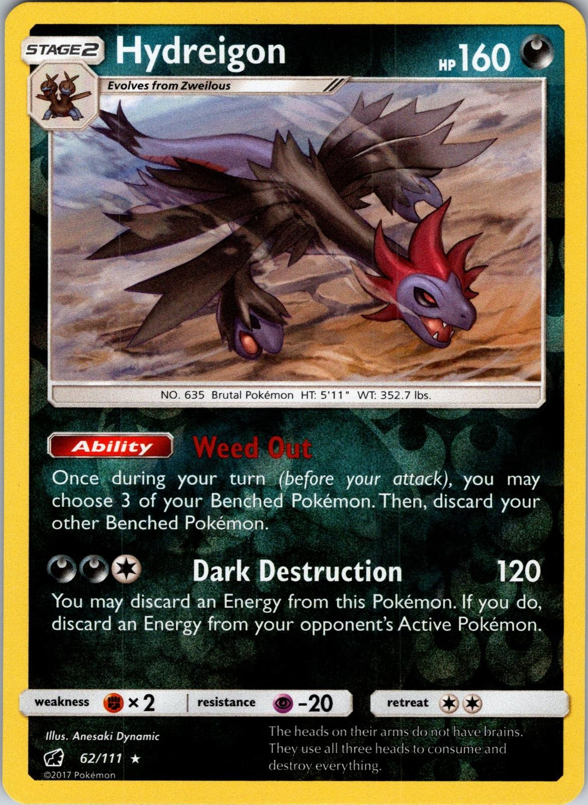 Hydreigon 62/111 Rare Crimson Invasion Pokemon Reverse Holo NM-LP