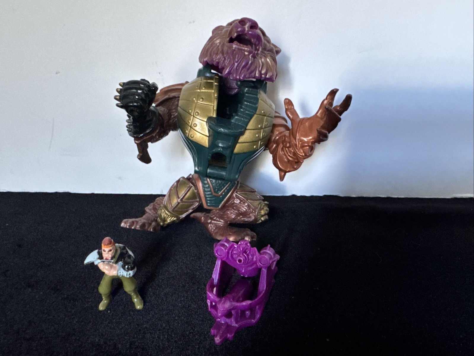 Vintage Mighty Max Battle Warriors Conqueror Lion Bluebird 1994 quasi completo