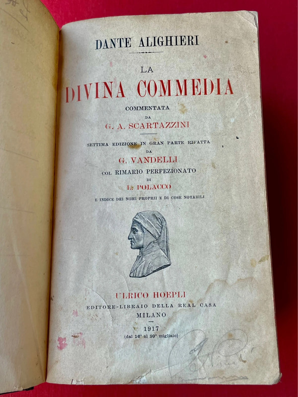 Dante Alighieri La Divina Commedia Hoepli 1917 Scartazzini Vandelli Libro Vintage Antico 1900