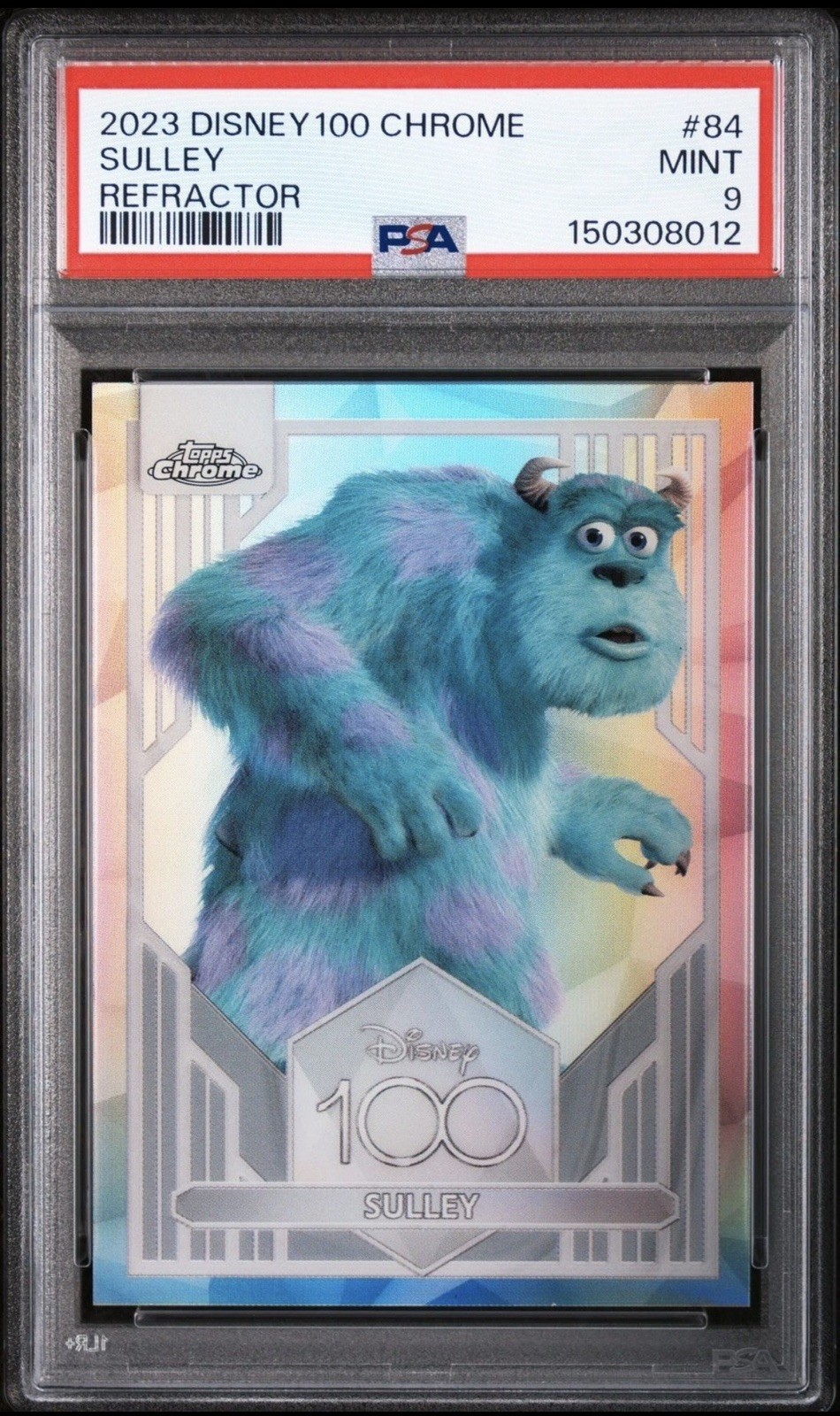 2023 Topps Chrome Disney 100 Sulley Refractor PSA 9 Monsters Inc 1st Edition
