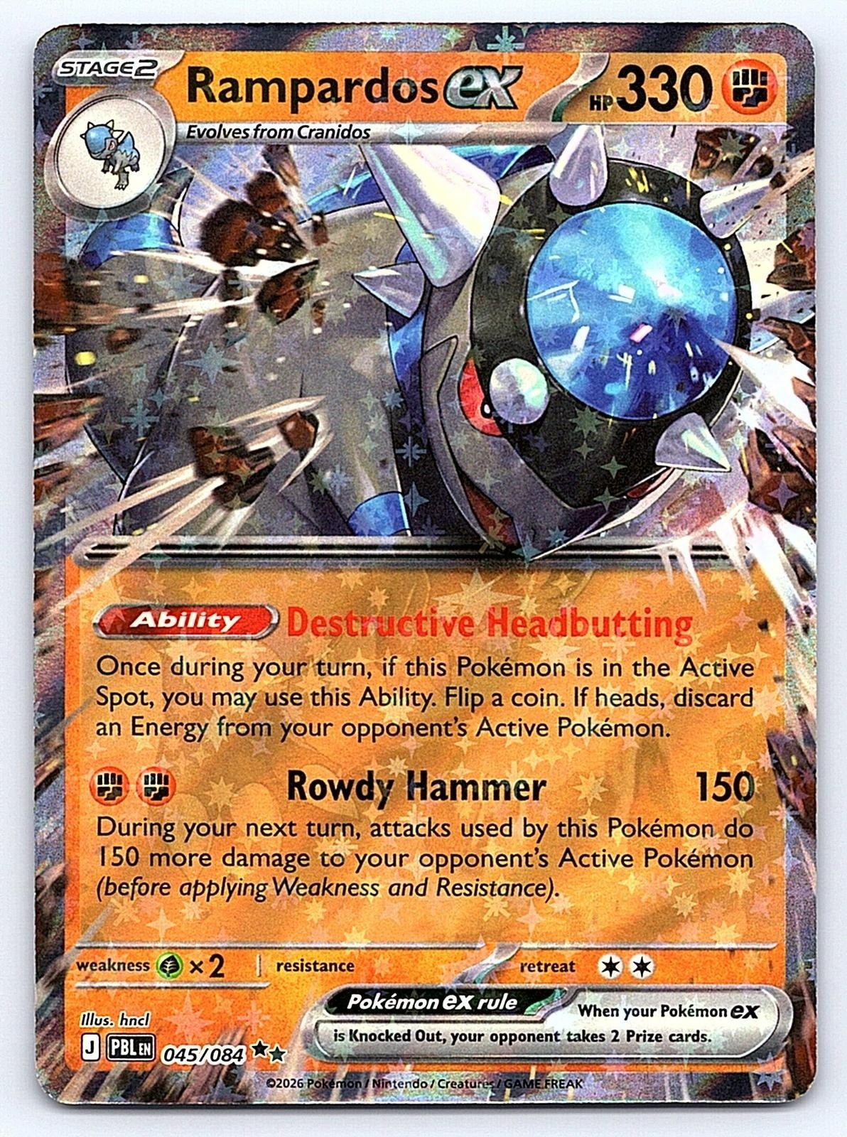 ⭐ Rampardos ex Holo 045/084 Pitch Black Near Mint Pokemon