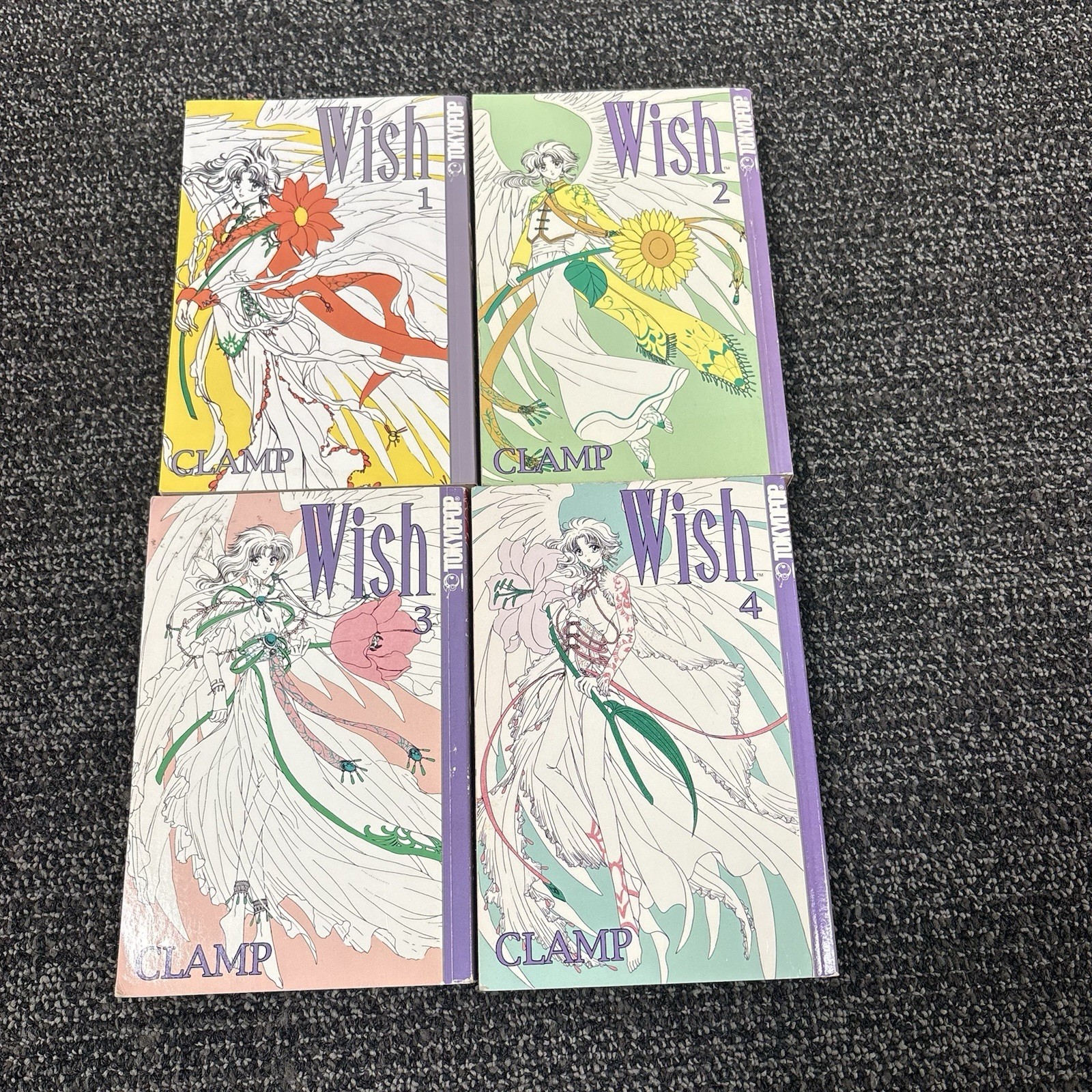 CLAMP Wish Manga Volumi 1-4 Set Completo Tokyopop Inglese Fuori Produzione Anime